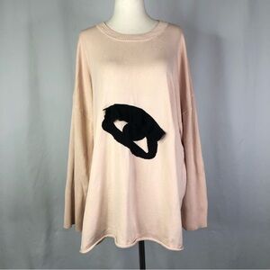 Bitte Kai Rand eye sweater crew neck pale pink intarsia with 3-D eyelashes XL